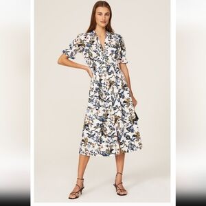 DVF Diane Von Furstenberg Erika Midi Floral Button Dress Size 6 Flaws RTR